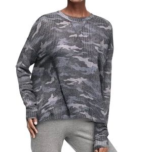 VS PINK Cozy Oversized Camo Vintage Thermal Top